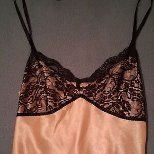 Victoria's Secret Black and Pink Lace Slip Small